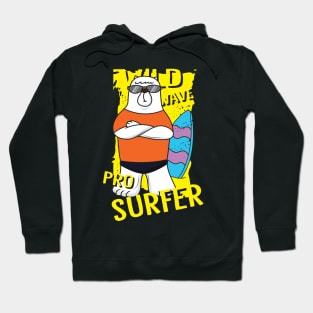 bear surfer cartoon Hoodie